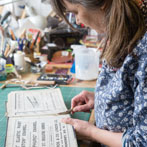 Heather Dewick at work in her studio at Yorkshire Art Space’ Persistence Works in Sheffield 2017 